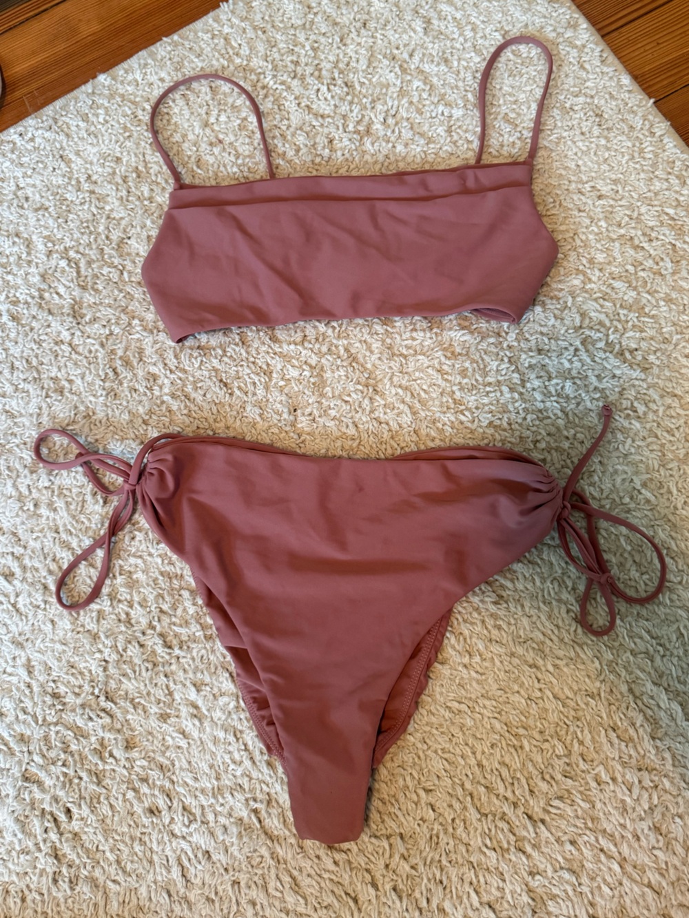 Tularosa Dusty Rose Ruched Tie-Side Bikini Set Size Medium